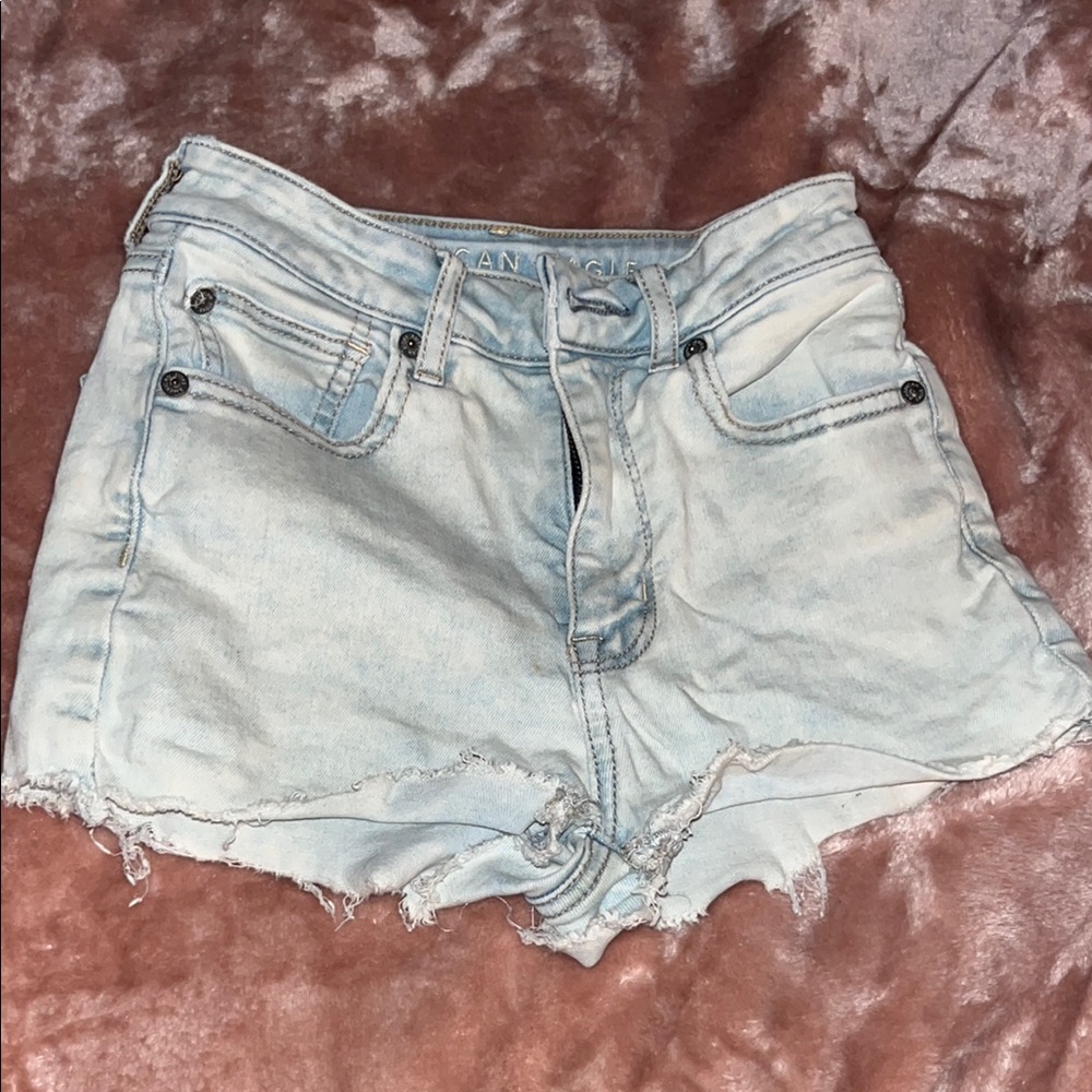 American Eagle Outfitters Blue Jean Shorts Distressed High-Waisted